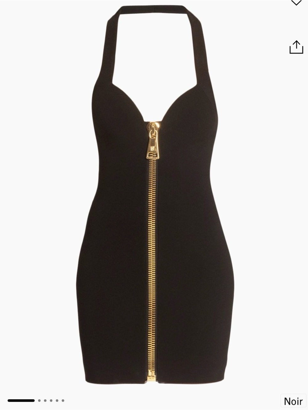 Balmain Black Mini Dress with Gold Center Zip